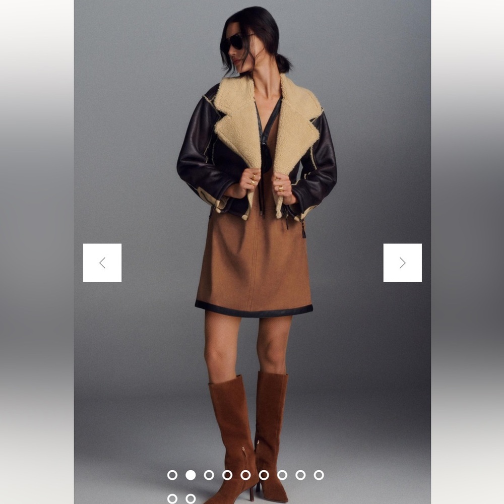 Anthropologie NWT Pilcro Faux-Leather Sherpa-Lined Jacket size M. - Picture 2 of 16